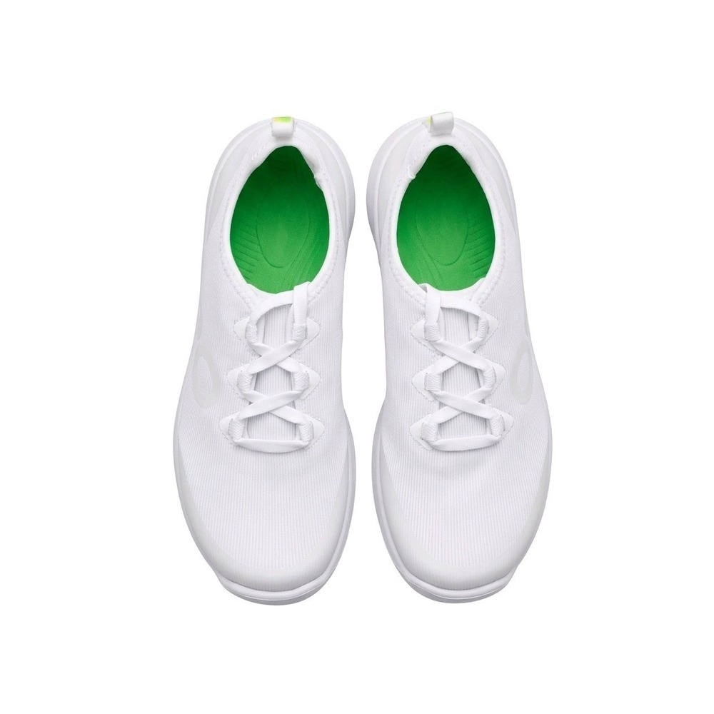 OOFOS White/Green Low Top Lace Up Athletic Sneakers - Women's 7